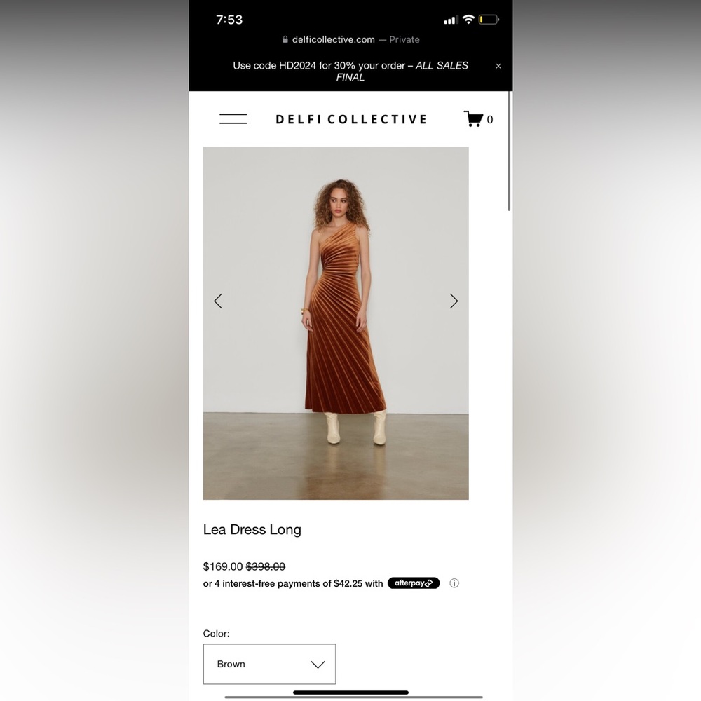 Delfi Collective Lea Bronze Velvet Dress